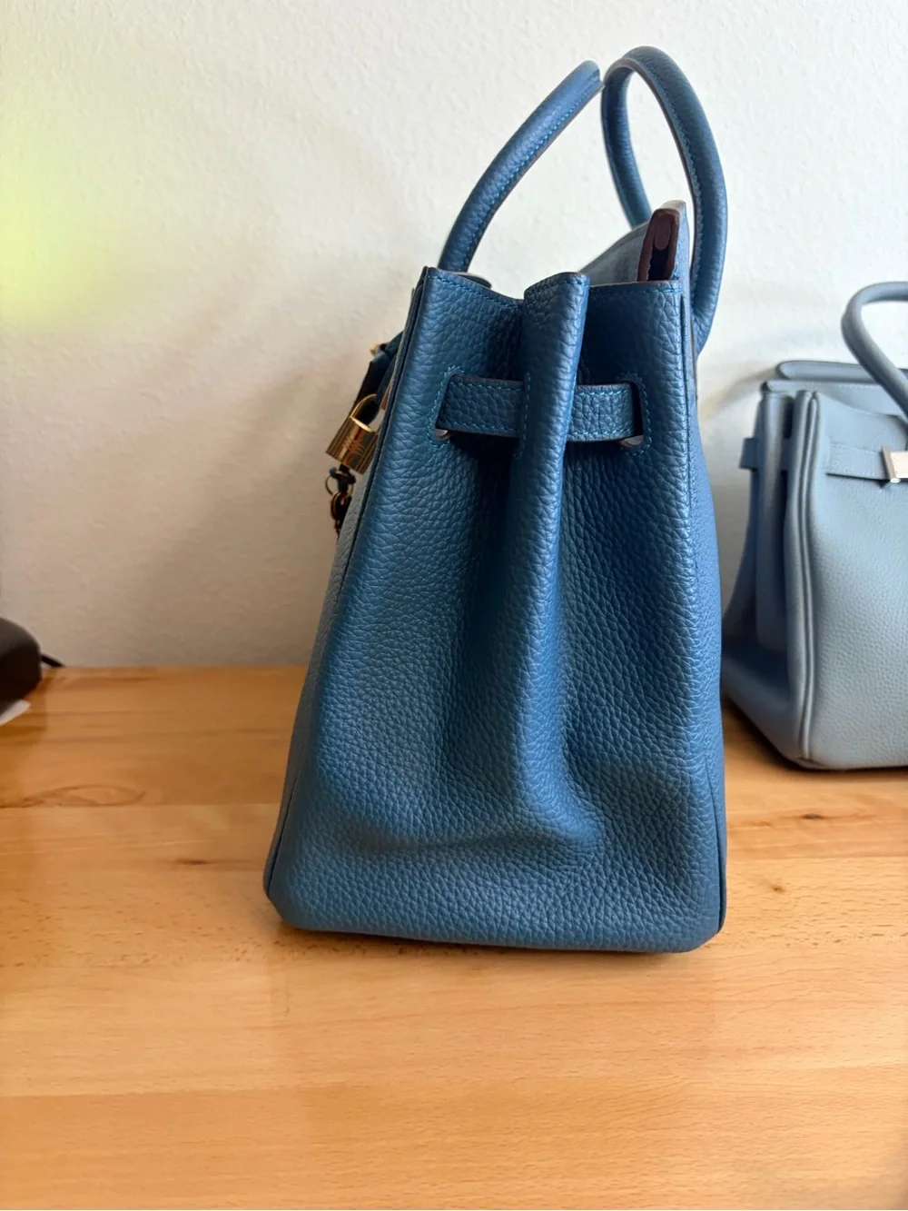 Teal Togo Top-Handle Satchel GHW VINTAGE PLK 68 lock Colvert Bleu de Prusse 35CM